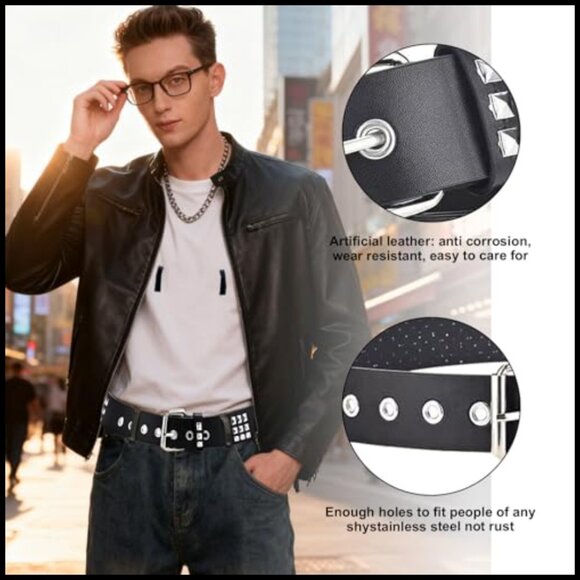 PU Leather Studded Belt Kit with Metal Rivets and Buckle